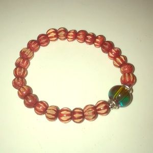 Red wood bead bracelet
